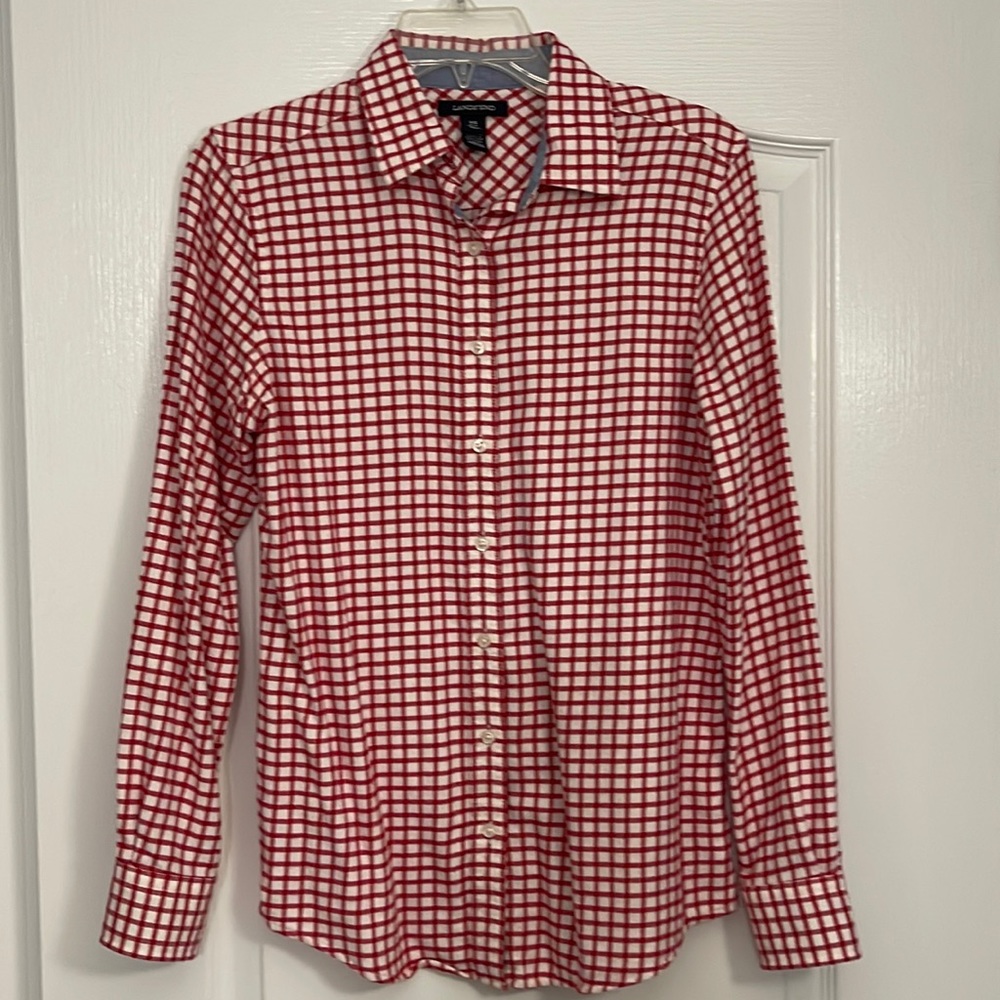 Lands End Plaid Cotton Button Shirt Size XS - Picture 1 of 9